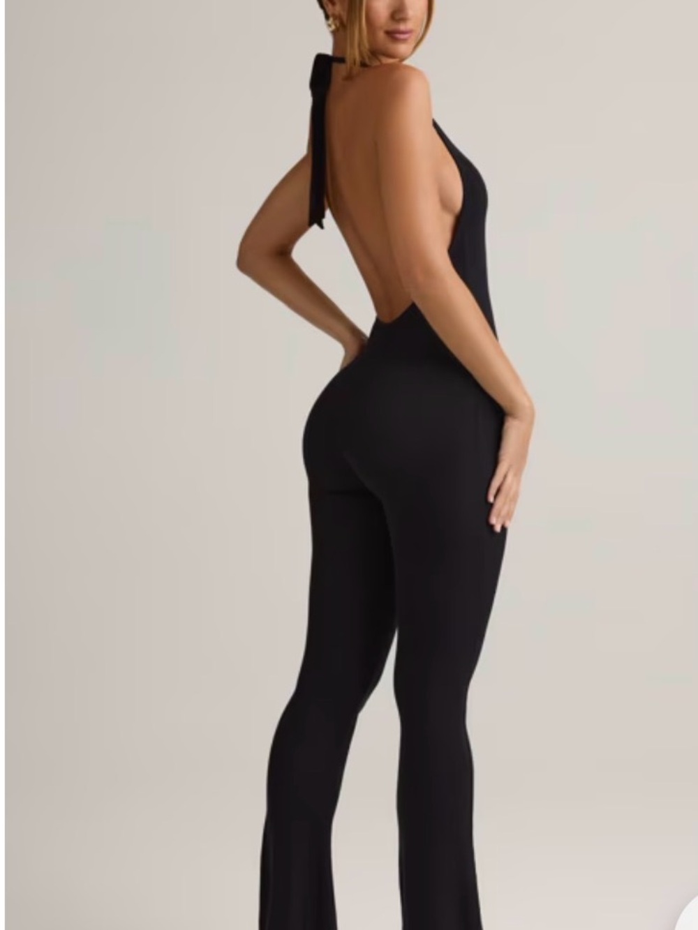 Oh Polly Black Backless Halter Jumpsuit